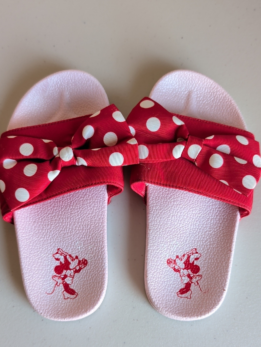 Girls' Pink & Red Polka Dot Bow Slide Sandals